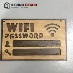 Sự tinh tế trong chi tiết: Bảng gỗ wifi trang trí.
