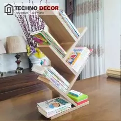 Một góc nhìn độc đáo về kệ sách gỗ hình cây xương cá.