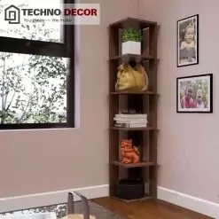 Kệ Gỗ Góc Tường 5 Tầng với thiết kế trang trí nội thất hiện đại.