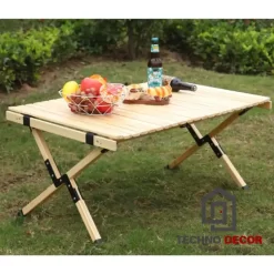 Bàn ăn gỗ dã ngoại thông minh cao cấp với màu vân gỗ sang trọng