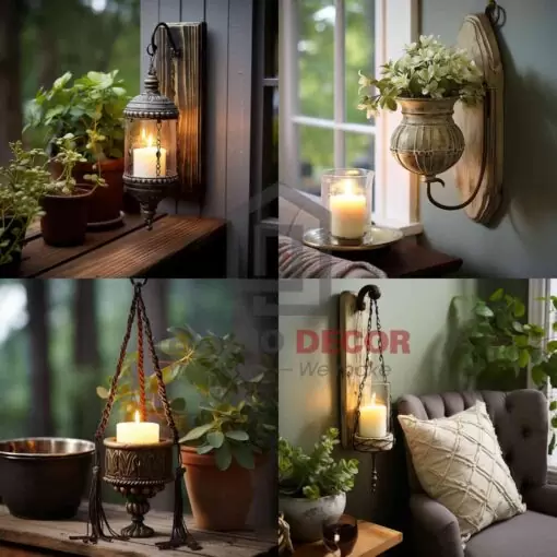 Đèn nến gỗ tạo nên không khí ấm cúng.