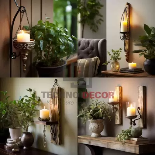Thiết kế tinh tế của đèn nến từ gỗ tự nhiên.
