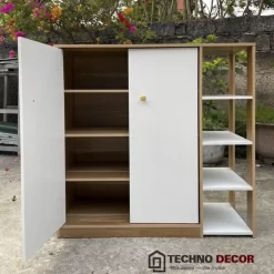 Tủ kèm kệ gỗ 4 tầng tiện ích cho việc sắp xếp giày dép