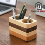 Hộp đựng bút handmade bằng gỗ với họa tiết chạm khắc tinh xảo.