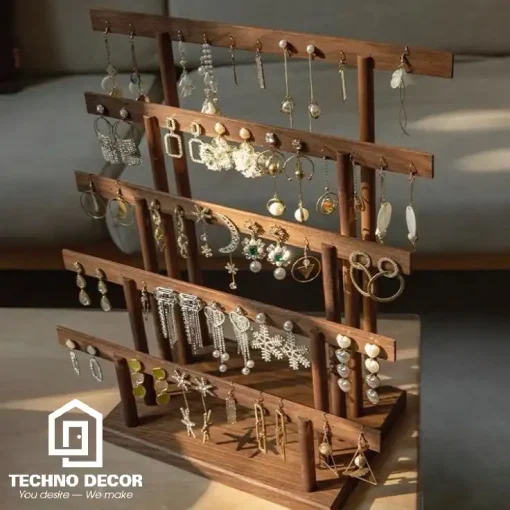 Kệ trưng bày bông tai bằng gỗ tự nhiên
